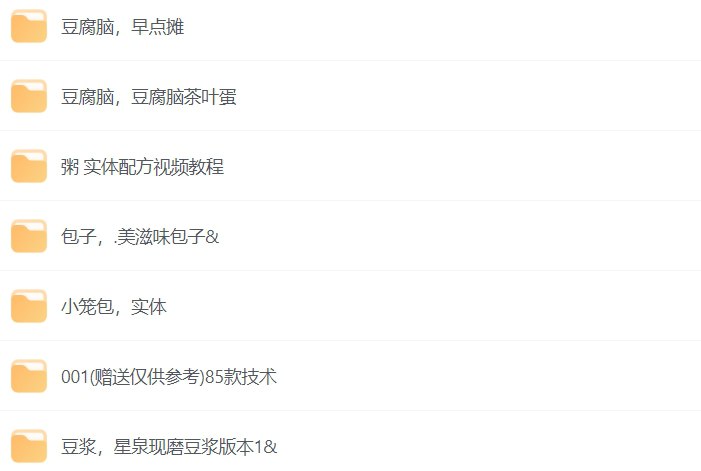 名称：早餐摆摊开店必备小吃配方大全，轻松打造高人气早餐摊-课程资源网